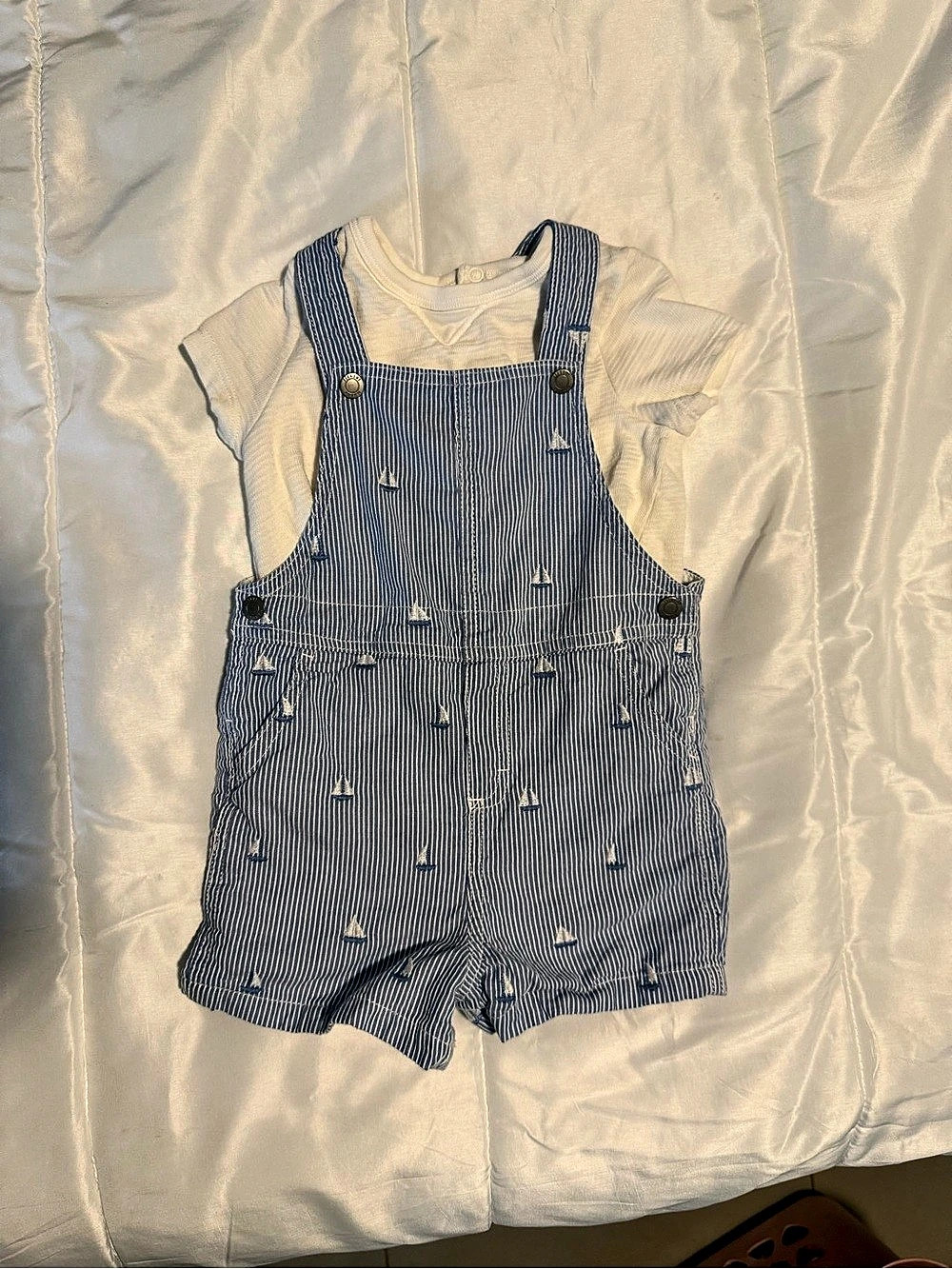 Sergent Major Striped Overall Romper Blue & White toddler 36M
